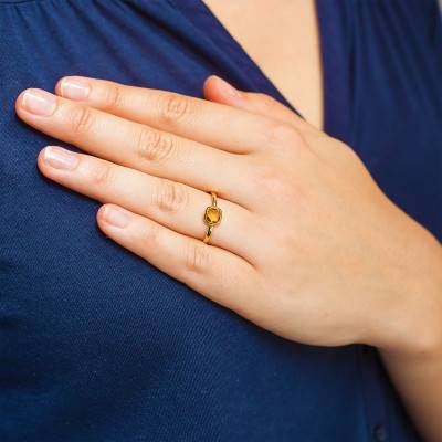 Bague Or Jaune 750 et Quartz Cognac - Vandona