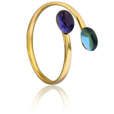 Bague Duo en Or Jaune 750 & Topaze et Améthyste - Aurora