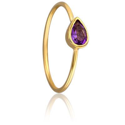 Bague Goutte d'Eau en Or Jaune 750 & Améthyste - Aurora
