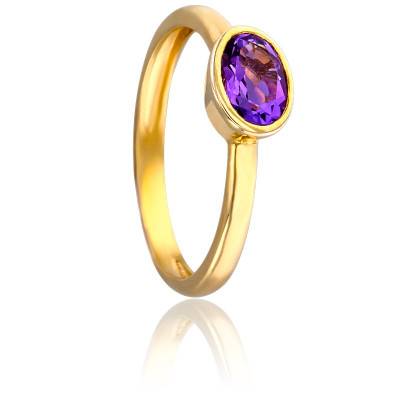 Bague Ovale en Or Jaune 750 et Améthyste - Vandona