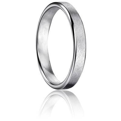 Alliance Ruban Standard Biseauté Brossée Mate en Or Blanc 750, Largeur 4 mm - Ponce