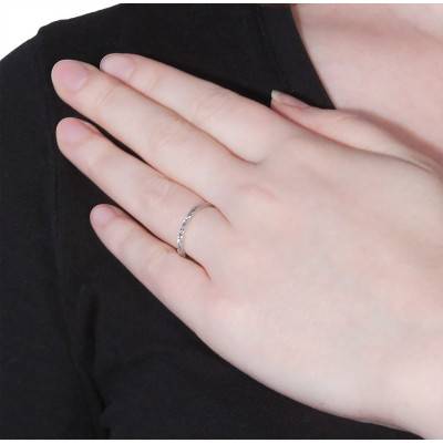 Alliance Ruban Confort Diamantée en Or Blanc 750, Largeur 1,50 mm - Ponce