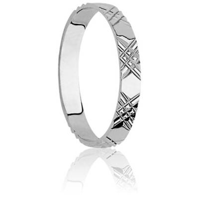 Alliance Ruban Standard Ozoir en Or Blanc 750, Largeur 2,50 mm - Ponce