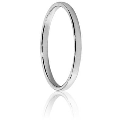 Alliance Demi-Bombée en Or Blanc 750, Largeur 1,50 mm - Ponce