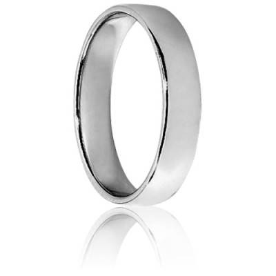 Alliance Demi-Bombée en Or Blanc 750, Largeur 6 mm - Ponce