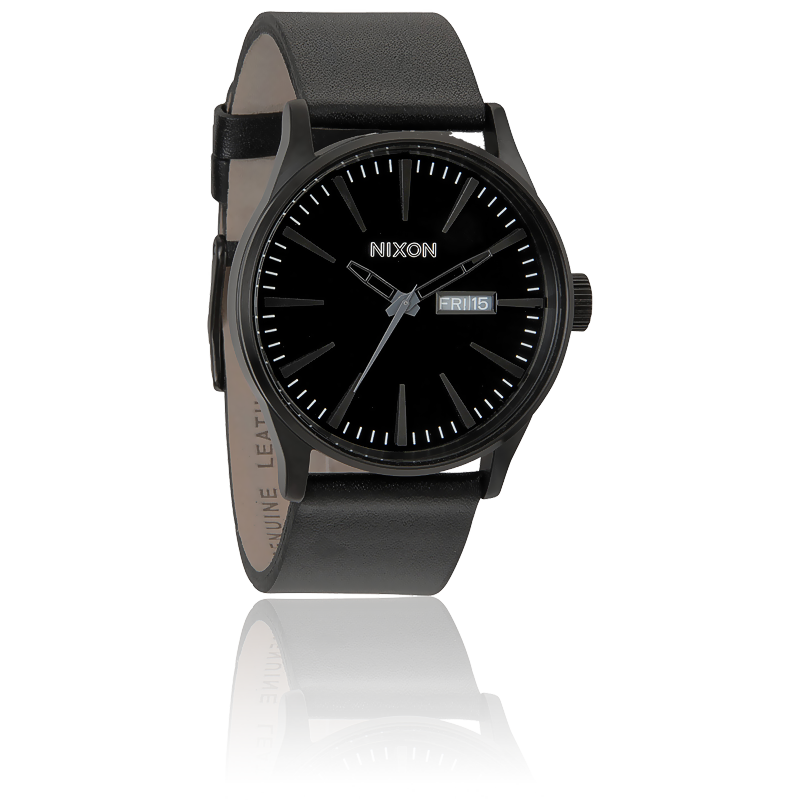 Sentry Leather Watch, All Black