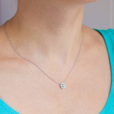 Collier Solitaire Ajourée Or Blanc 375 et Diamants, Longueur 40 à 42 cm - Diamond Lady