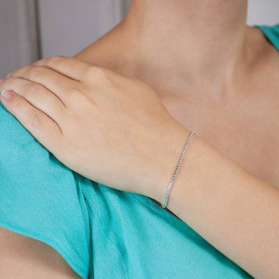 Bracelet Scintillant Or Blanc 750 et Diamants PM, Longueur 17 cm - Diamond Lady