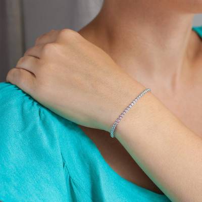 Bracelet Pluie Or Blanc 750 et Diamants 1,52 ct, Longueur 17 cm - Diamond Lady
