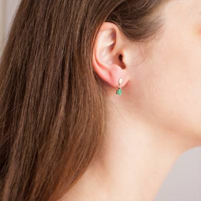 Boucles d'oreilles pendantes, émeraude suspendu & Or Jaune 750 - Allegoria
