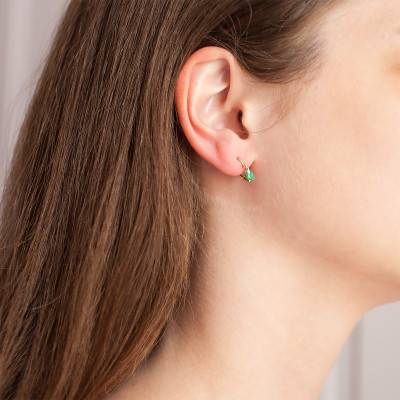 Boucles d'oreilles dormeuses, émeraude en Or Jaune 750 - Allegoria