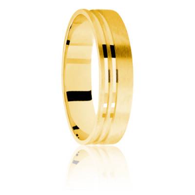Alliance Ruban Standard Anémone en Or Jaune 750, Largeur 4 mm - Ponce