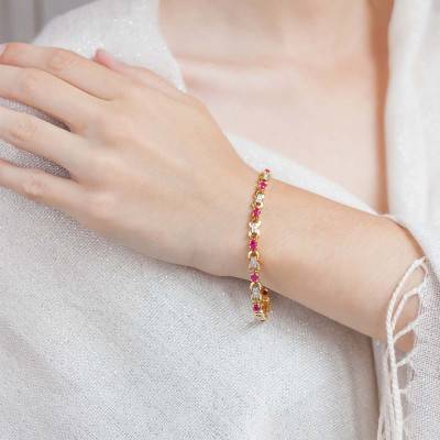 Bracelet Ozark, Rubis et Diamants, Longueur 18,5 cm - Porchet