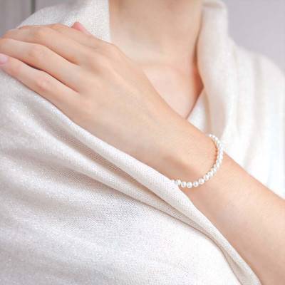 750/1000 Yellow Gold & Pearl Bracelet Ø4.50-5 mm, 18.5 cm Length - Porchet