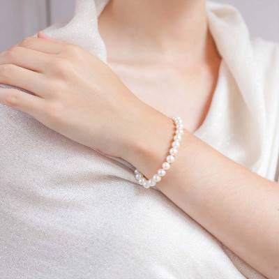 750/1000 Yellow Gold & Pearl Bracelet Ø6.50-7 mm, Length 18.5 cm - Porchet