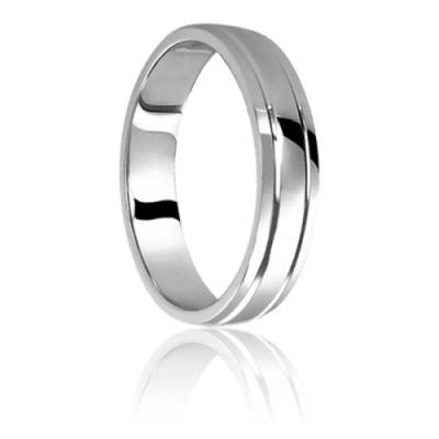 Alliance Ruban Confort Double Rainures en Platine 950, Largeur 4,50 mm - Ponce