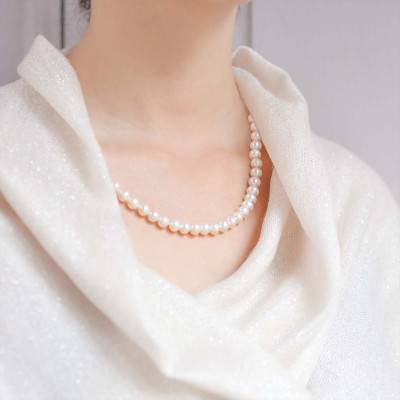 750/1000 Yellow Gold & Pearl and Nacre Necklace, Length 45 cm, Diameter 7.50 mm to 8 mm - Porchet