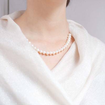 Collier perles, nacre & Or Jaune 750, (8,50-9 mm), Longueur 45 cm - Porchet