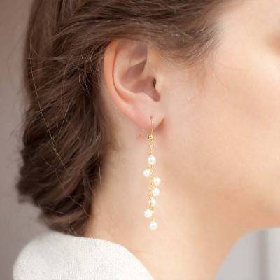 Boucles d'oreilles pendantes perlées et Or Jaune 750 - Porchet