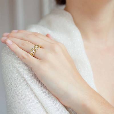 Bague Vancouver, Or Jaune et Diamants - Porchet