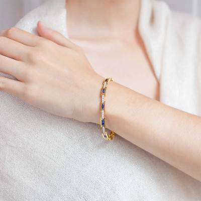 Bracelet Klamath, Saphir et Diamants, Longueur 18,5 cm - Porchet