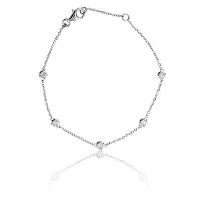 Bracelet Multi Bright Or Blanc 750 et Diamants, Longueur 15,5 cm à 18 cm - Diamond Lady