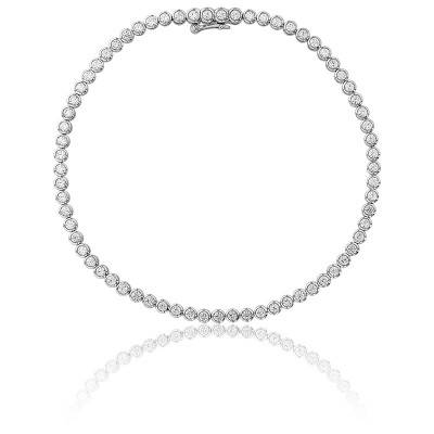 Bracelet Pluie Or Blanc 750 et Diamants 1,52 ct, Longueur 17 cm - Diamond Lady