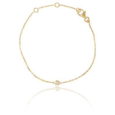 Bracelet Bright Or Jaune 750 et Diamant 0,05 ct, 15,5 cm à 18 cm - Diamond Lady