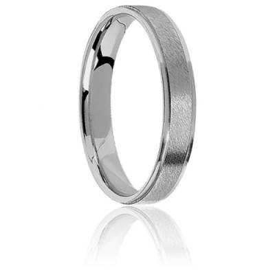 Alliance Ruban Superposée en Or Blanc 750, Largeur 4 mm - Ponce