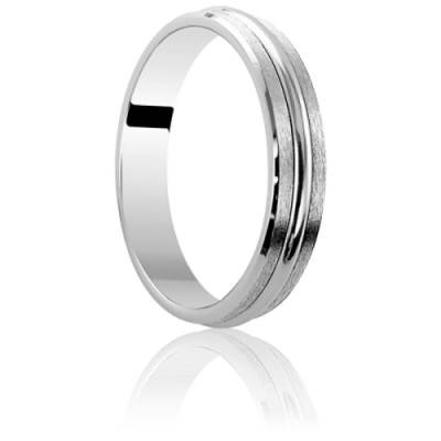 Alliance Ormeau en Or Blanc 750, Largeur 4,50 mm - Ponce