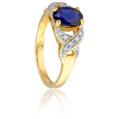 Bague Spurr en 2 ors 750 & Diamants 0,08 ct et Saphir 1,50 ct - Porchet