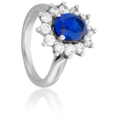 Bague Silverthrone en Or Blanc 750 & Diamants 1,2 ct et Saphir 2,4 ct - Porchet
