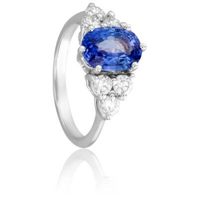 Bague Verstovia en Or Blanc 750 & Diamants 0,56 ct et Saphir 2,40 ct - Porchet