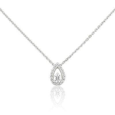 Collier fil nylon, diamant & Or Blanc 750 - Joelli - Ocarat