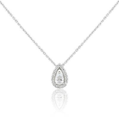 Collier poire diamants 0,41 ct, Or Blanc 750 - Joelli