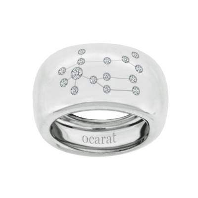 750/1000 White Gold & Diamond Gemini Constellation Ring - Ocarat