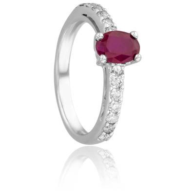 Bague Tamz en Or Blanc 750 & Diamants 0,35 ct et Rubis 1 ct - Porchet
