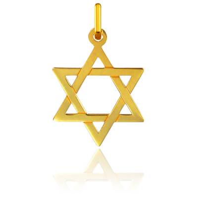 Yellow Gold 375/1000 or 750/1000 Star of David Pendant, 25 x 23 mm - Lucas Lucor