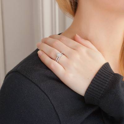Duo Alliance & Solitaire Bota en Or Blanc 375 & Diamants GSI - Alliantine