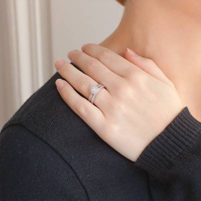 Duo Alliance & Solitaire Jack en Or Blanc 375 & Diamants GSI - Alliantine