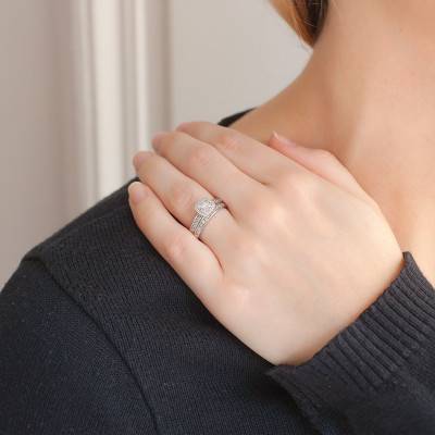 Duo Alliance & Solitaire Dala en Or Blanc 375 & Diamants GSI - Alliantine