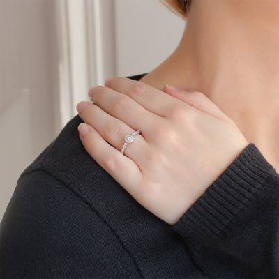 Bague Solitaire Roma, Diamants 0,25 ct & Or Blanc 375 - Alliantine