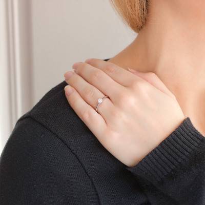 Bague Solitaire Valentin, Diamant 0,10 ct & Or Blanc 375 - Alliantine