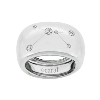 750/1000 White Gold & Diamond Cancer Constellation Ring - Ocarat