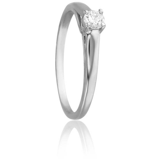 Bague Solitaire, Diamant 0,15 Ct & Or Blanc 750 - Ocarat