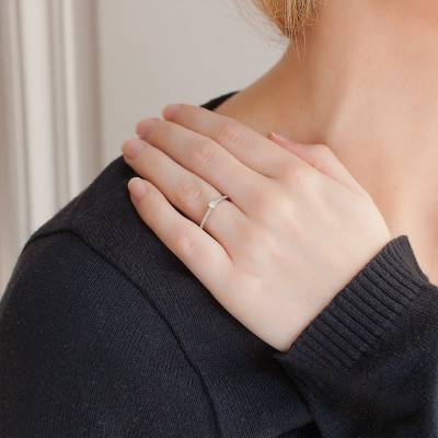 Bague Solitaire Hélia, Diamant 0,20 ct & Or Blanc 375 - Alliantine
