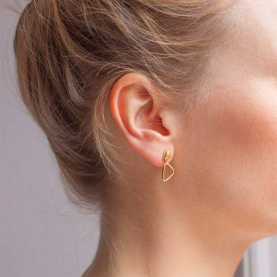 Boucles d'oreilles pendantes, triangle ajouré, Or Jaune 375 - Vandona
