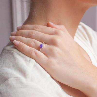 Bague Cléo Améthyste Or Blanc 750 - Vandona
