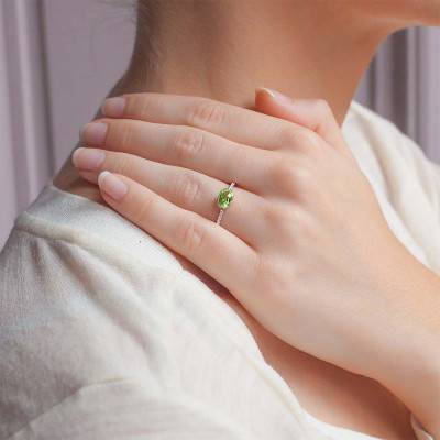Bague Elsa Péridot Or Blanc 750 - Vandona