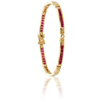 Inyo Ruby and Diamond 750/1000 Yellow Gold Bracelet, Length 18.5 cm - Porchet